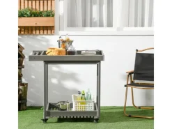 Outsunny Servierwagen<Outdoor Servierwagen HDPE Grau 87L x 50B x 80H cm