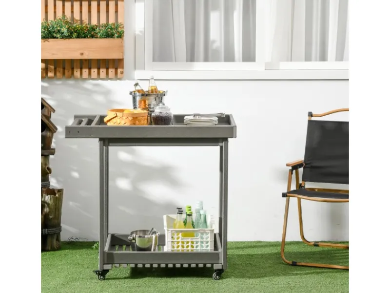 Outsunny Servierwagen<Outdoor Servierwagen HDPE Grau 87L x 50B x 80H cm