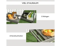 Outsunny Servierwagen<Outdoor Servierwagen HDPE Grau 87L x 50B x 80H cm