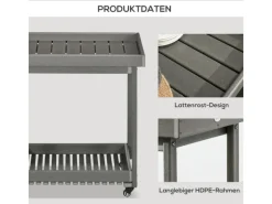 Outsunny Servierwagen<Outdoor Servierwagen HDPE Grau 87L x 50B x 80H cm