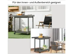 Outsunny Servierwagen<Outdoor Servierwagen HDPE Grau 87L x 50B x 80H cm