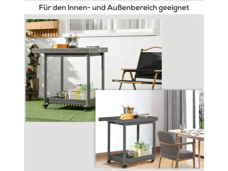 Outsunny Servierwagen<Outdoor Servierwagen HDPE Grau 87L x 50B x 80H cm