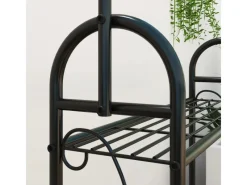 Outsunny Töpfe< Pflanzenständer Metall Schwarz 75L x 25B x 137H cm