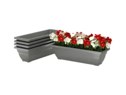 Outsunny Pflanztöpfe Kunststoff  5er Set Blumentopf aus Kunststoff Grau< Töpfe