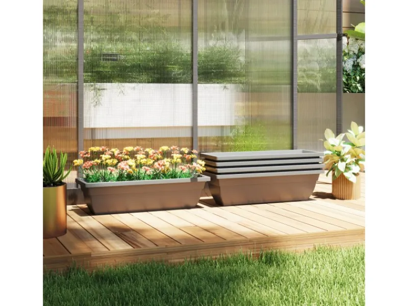 Outsunny Pflanztöpfe Kunststoff 5er Set Blumentopf aus Kunststoff Grau< Töpfe