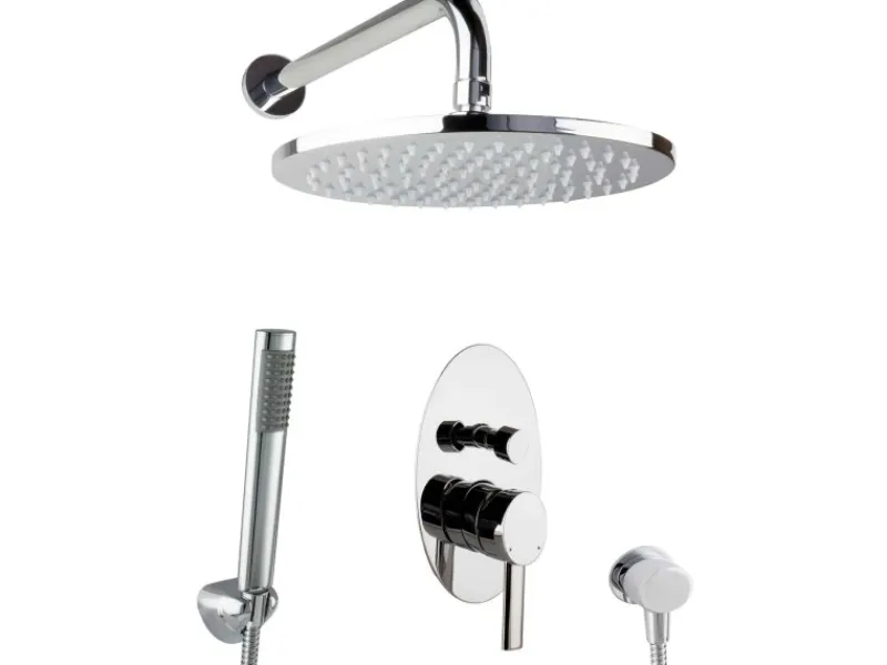 PaulGurkes Dusch Komplett Set Unterputz Regendusche oval Luxus Brauseset< Einhebelmischer