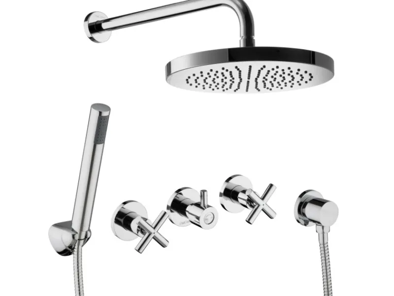 PaulGurkes Einhebelmischer<Duschset Komplett Regendusche Kreuzgriff Unterputz Dusch Set