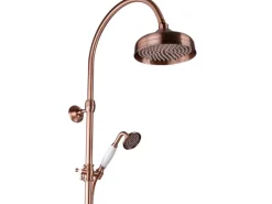 PaulGurkes Dusch-Set mit Unterputz-Armatur Kupfer Nostalgie Retro Duschsystem< Einhebelmischer