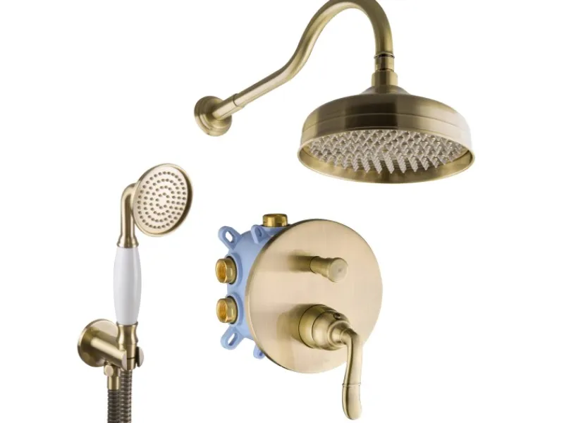 PaulGurkes Einhebelmischer<Duschsystem Antik Set Unterputz Regendusche Retro Nostalgie