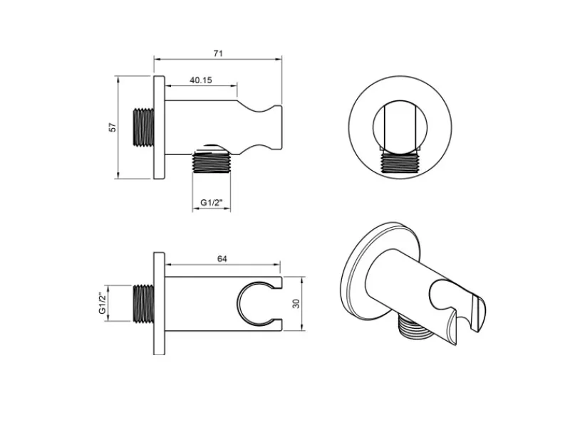 PaulGurkes Duschsystem rund Unterputzset mit Handbrause Kopfbrause ohne Armatur< Einhebelmischer