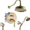 PaulGurkes Duschsystem Unterputz Nostalgie Messing Bronze Retro< Einhebelmischer