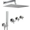 PaulGurkes Einhebelmischer<Regendusche 30cm unterputz mit Wandarm Komplett Set Messing