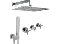 PaulGurkes Einhebelmischer<Regendusche 30cm unterputz mit Wandarm Komplett Set Messing