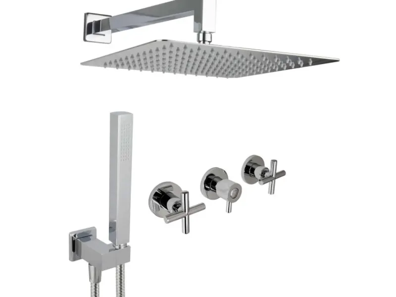 PaulGurkes Einhebelmischer<Regendusche 30cm unterputz mit Wandarm Komplett Set Messing