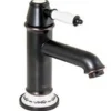 PaulGurkes Einhebelmischer<Schwarze Retro Waschtischarmatur Einhandmischer Bordüre Nostalgie Wasserhahn
