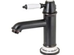 PaulGurkes Einhebelmischer<Schwarze Retro Waschtischarmatur Einhandmischer Bordüre Nostalgie Wasserhahn
