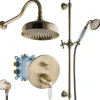 PaulGurkes Einhebelmischer<Unterputz Nostalgie Retro Antik Regendusche Set Messing Bronze