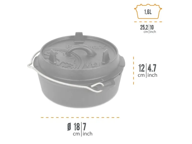 Discount Petromax Dutch Oven FT3 Schwarz mit planem Boden 1,6 l