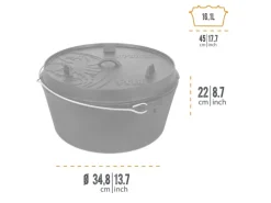 Petromax Töpfe<Dutch Oven FT18-T Schwarz mit planem Boden ca. 17,3 l