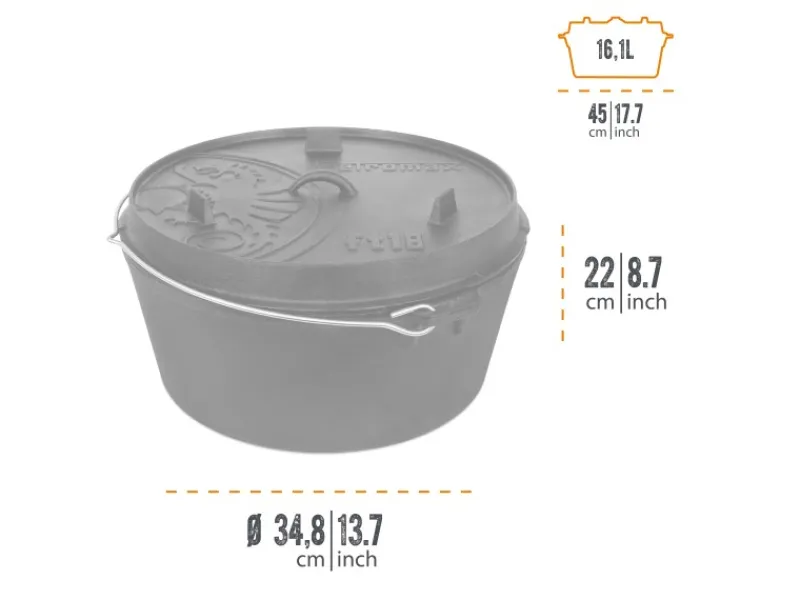 Petromax Töpfe<Dutch Oven FT18-T Schwarz mit planem Boden ca. 17,3 l