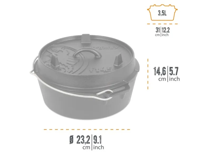 Petromax Dutch Oven FT4.5-T Schwarz mit planem Boden 3,5 l< Töpfe