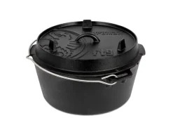 Petromax Pfannen|Töpfe<Dutch Oven Set FT9-T-Scrub Schwarz mit planem Boden 7,5 l Ø 23,9 cm