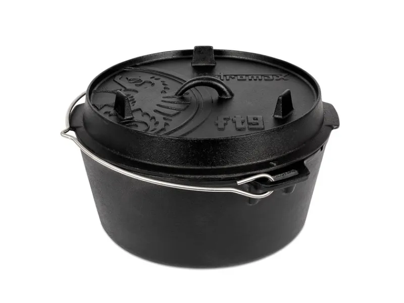 Petromax Pfannen|Töpfe<Dutch Oven Set FT9-T-Scrub Schwarz mit planem Boden 7,5 l Ø 23,9 cm