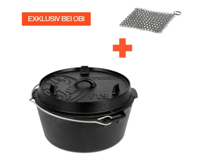 New Petromax Dutch Oven Set FT9-Scrub Schwarz mit Standfüßen 7,5 l Ø 23,9 cm