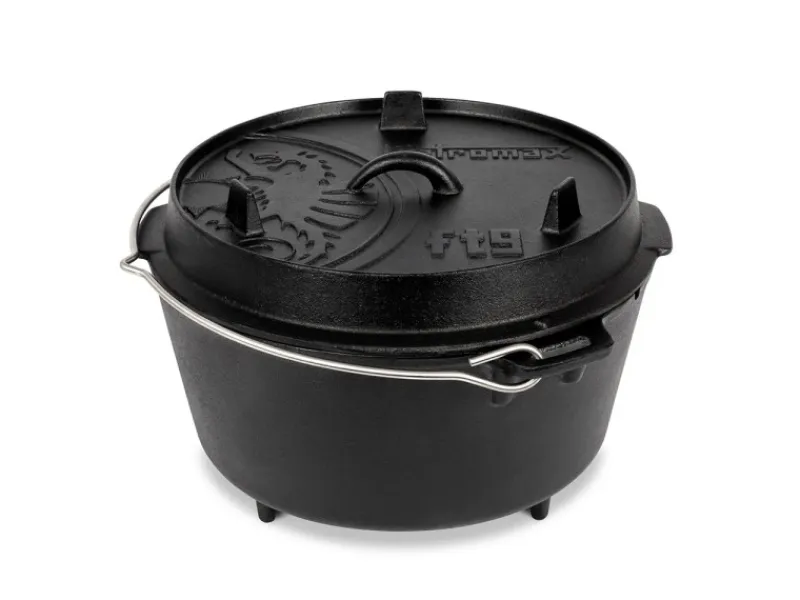 New Petromax Dutch Oven Set FT9-Scrub Schwarz mit Standfüßen 7,5 l Ø 23,9 cm