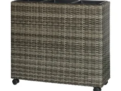 Pflanzkasten mit Rollen Polyrattan 82 cm x 28 cm x 72 cm< Töpfe