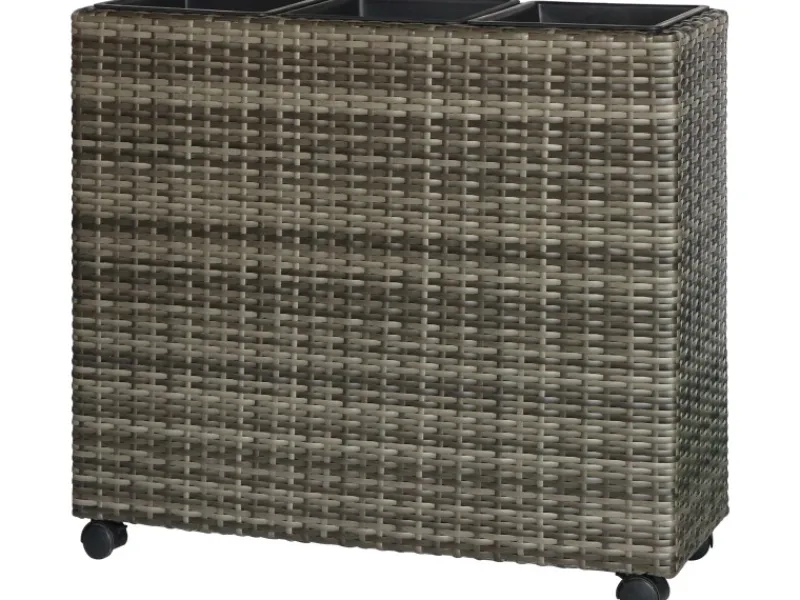 Pflanzkasten mit Rollen Polyrattan 82 cm x 28 cm x 72 cm< Töpfe