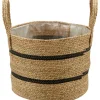 Pflanzkorb Ø 24 cm Natur-Schwarz Seegras< Töpfe