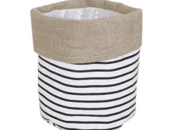 Pflanzkorb Gestreift Baumwolle Ø 15 cm x 15 cm Schwarz-Weiß< Töpfe