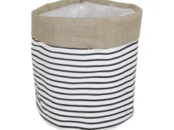 Pflanzkorb Gestreift Baumwolle Ø 20 cm x 20 cm Schwarz-Weiß< Töpfe