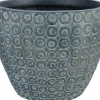 Töpfe<Pflanztopf Faserton Kreise Dunkelgrau Bemalt Ø 37 x 30 cm