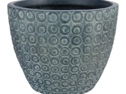 Töpfe<Pflanztopf Faserton Kreise Dunkelgrau Bemalt Ø 37 x 30 cm