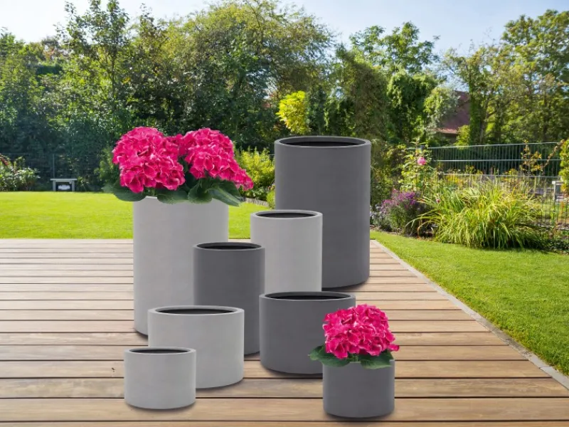 Clearance Pflanztopf Fiberstone 48 cm x Ø 33 cm Grau