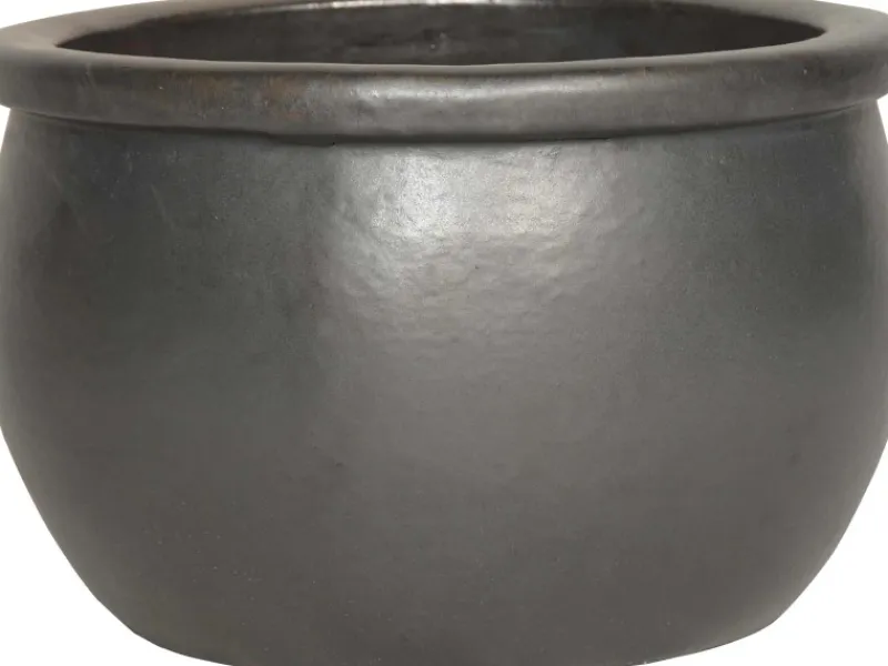 Pflanztopf Terrakotta Glasiert Ø 27 cm x 17 cm Anthrazit