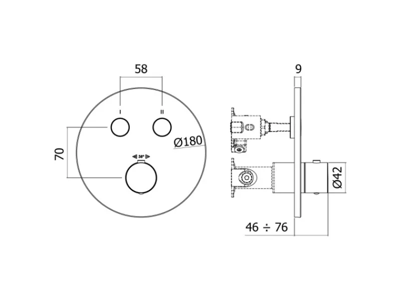pianura Einhebelmischer<Thermostat Unterputz für 2 Verbraucher Stella Smart Push in Chrom