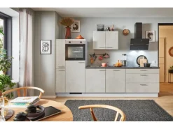 Best Pino Küchenzeile 310 cm Beton Weißgrau Anschlag links 1 Geräte-. 1 Seitenschrank