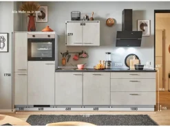 Best Pino Küchenzeile 310 cm Beton Weißgrau Anschlag links 1 Geräte-. 1 Seitenschrank