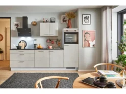 Sale Pino Küchenzeile 260 cm Beton Weißgrau Anschlag rechts 1 Geräteschrank