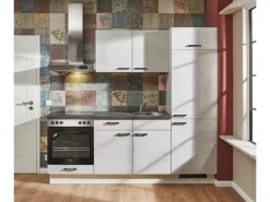 Pino Küchenzeile 220 cm Beton Weißgrau Anschlag rechts 1 Geräteschrank< Kühlschränke