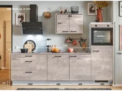 Online Pino Küchenzeile 280 cm Beton Perlgrau Anschlag rechts 1 Geräteschrank