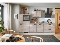 Pino Kochfelder|Kühlschränke<Küchenzeile 310 cm Beton Perlgrau Anschlag links 1 Geräte-. 1 Seitenschrank