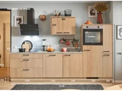 Pino Küchenzeile 310 cm Eiche Aviva Anschlag rechts 1 Geräte-. 1 Seitenschrank< Kochfelder|Kühlschränke