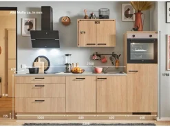 Discount Pino Küchenzeile 280 cm Eiche Aviva Anschlag rechts 1 Geräteschrank