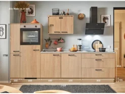 Hot Pino Küchenzeile 290 cm Eiche Aviva Anschlag links 1 Geräte-. 1 Seitenschrank