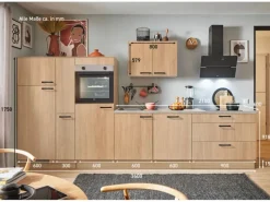 Pino Kochfelder|Kühlschränke<Küchenzeile 360 cm Eiche Aviva Anschlag links 1 Geräte-, 1 Apothekerschrank