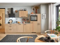 Pino Küchenzeile 280 cm Eiche Aviva Anschlag rechts 1 Geräte-. 1 Seitenschrank< Kühlschränke